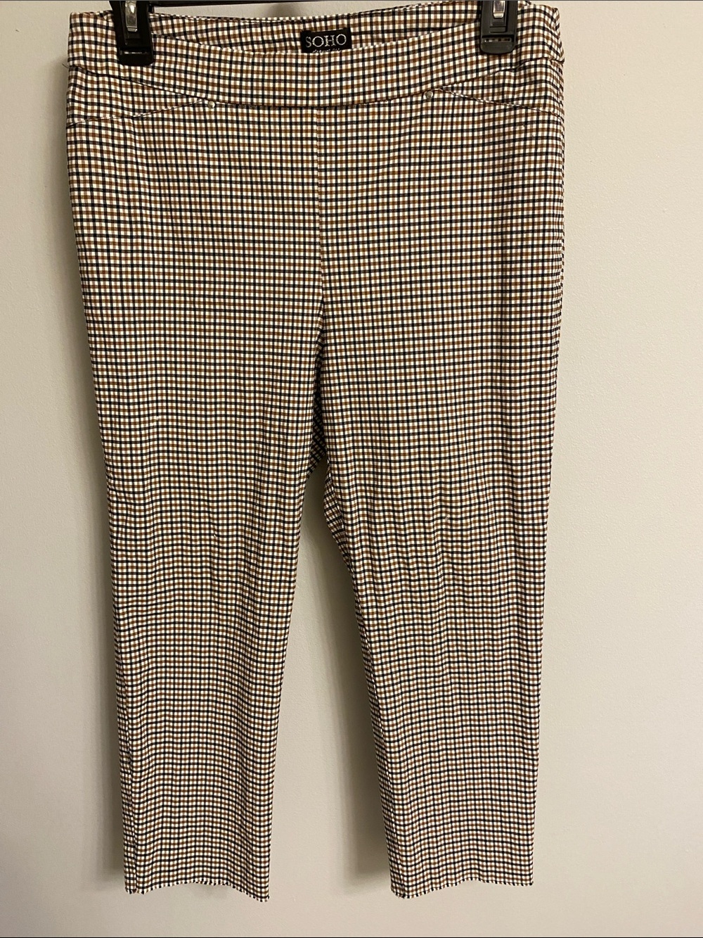 SOHO Brown and White Gingham Straight Pants